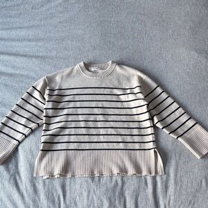 Striped Women's Sweater - Cream and Black
